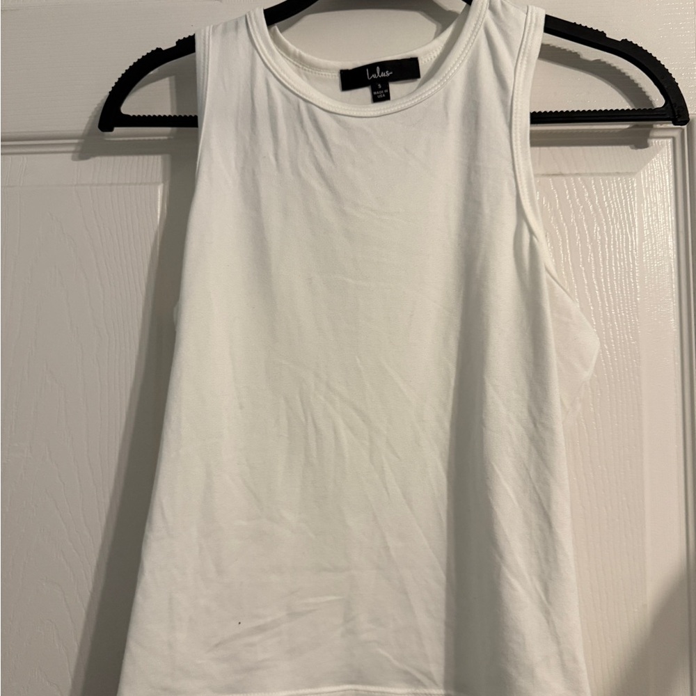 Lulu's White Sleeveless Cropped Top